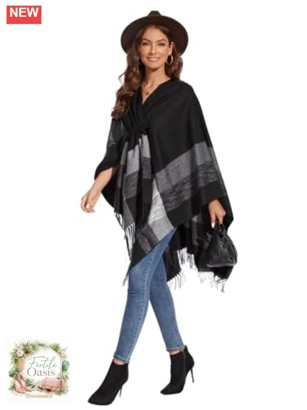 Knitted Cape Shawl Wrap Cardigan Poncho Scarf Blanket for Women Winter
